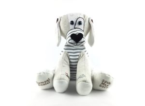 Handmade personalised dog Keepsake made from baby clothes