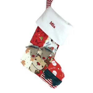 Christmas stocking keepsake made from baby’s Christmas clothes and personalised with name