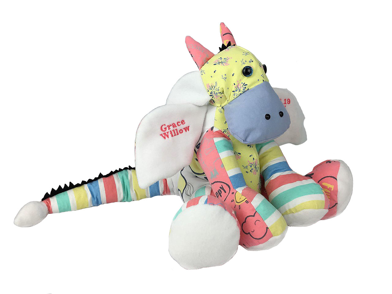 Dragon Keepsake Personalised Handmade from Baby Clothes