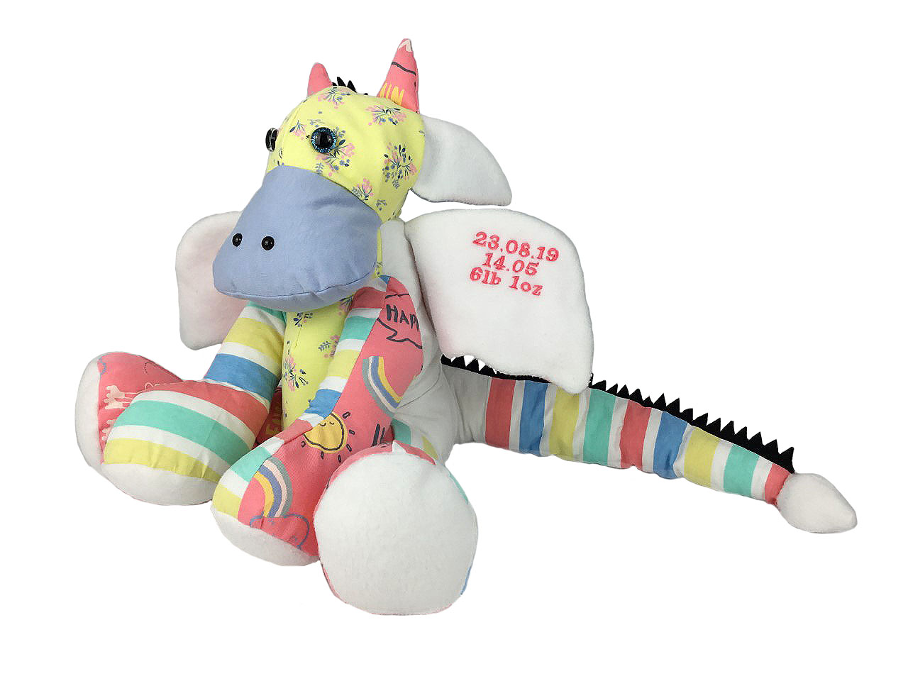 Dragon Keepsake Personalised Handmade from Baby Clothes