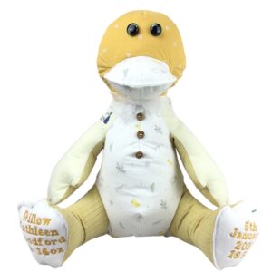 Keepsake duck handmade from baby grows