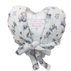 Heart shaped cushion keepsake made from loved ones dressing gown. Personalized with message