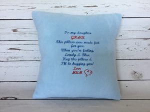 Daughter cushion gift, bespoke personalised pillow