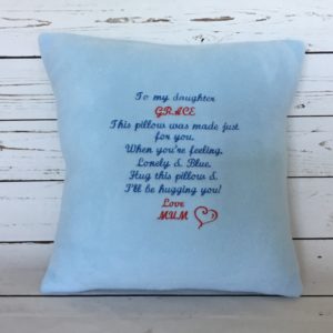 Daughter cushion gift, bespoke personalised pillow