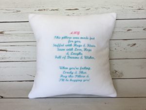 Personalised Cushion Keepsake, bespoke special message cushion, handmade cushion