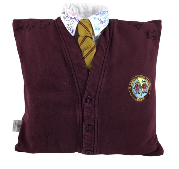 School Uniform memory cushion handmade from your own school uniforms.