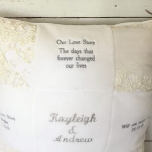 Memory Cushion made from wedding dress