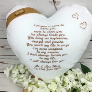 Wedding vows heart cushion