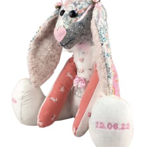 Rabbit keepsake made from baby clothes