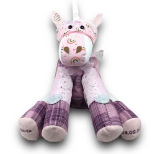 Keepsake Unicorn created from outgrown baby clothes