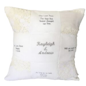 Memory Cushion Keepsake created from a wedding dress