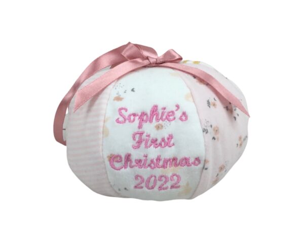 Hanging Christmas bauble keepsake handmade from baby’s clothes